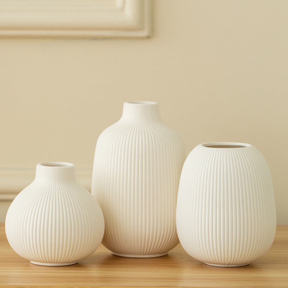 Keramikblumenvase, Landhausstil, Webstruktur