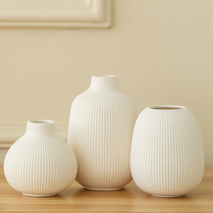 Keramikblumenvase, Landhausstil, Webstruktur