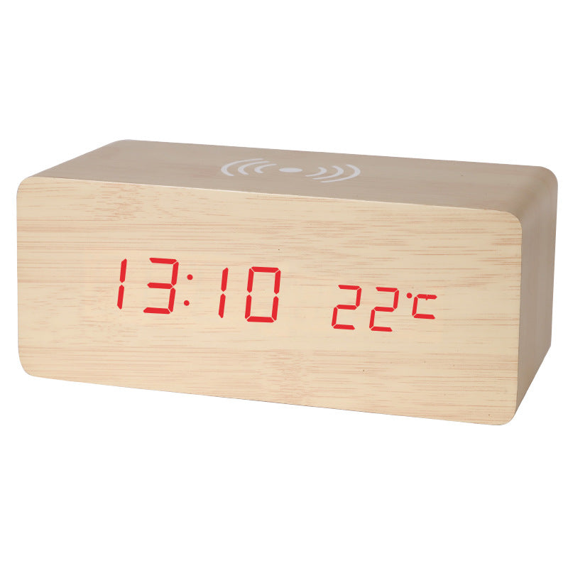 LED-Wecker mit digitaler Anzeige und Holzdesign