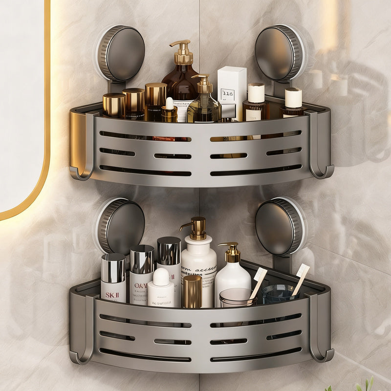 Badezimmer-Eckkorb mit Saugnapf aus Aluminium