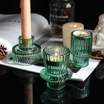 Kristall-Glas-Kerzenständer in Grün