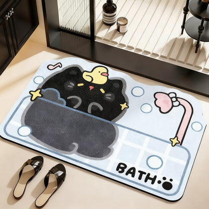 Badezimmermatte aus Kieselgur, Katzen-Design