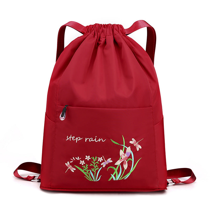 Doppelter Rucksack, Nylon, faltbar, bestickt