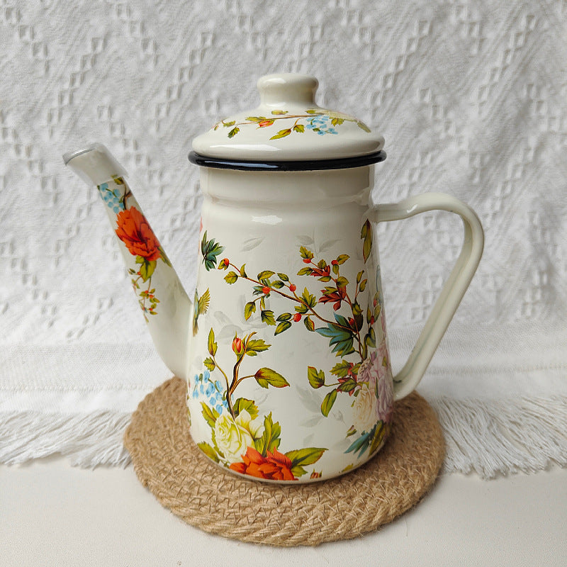 Emaillierte Handbrühkanne aus Stahlblech, 1,2 L