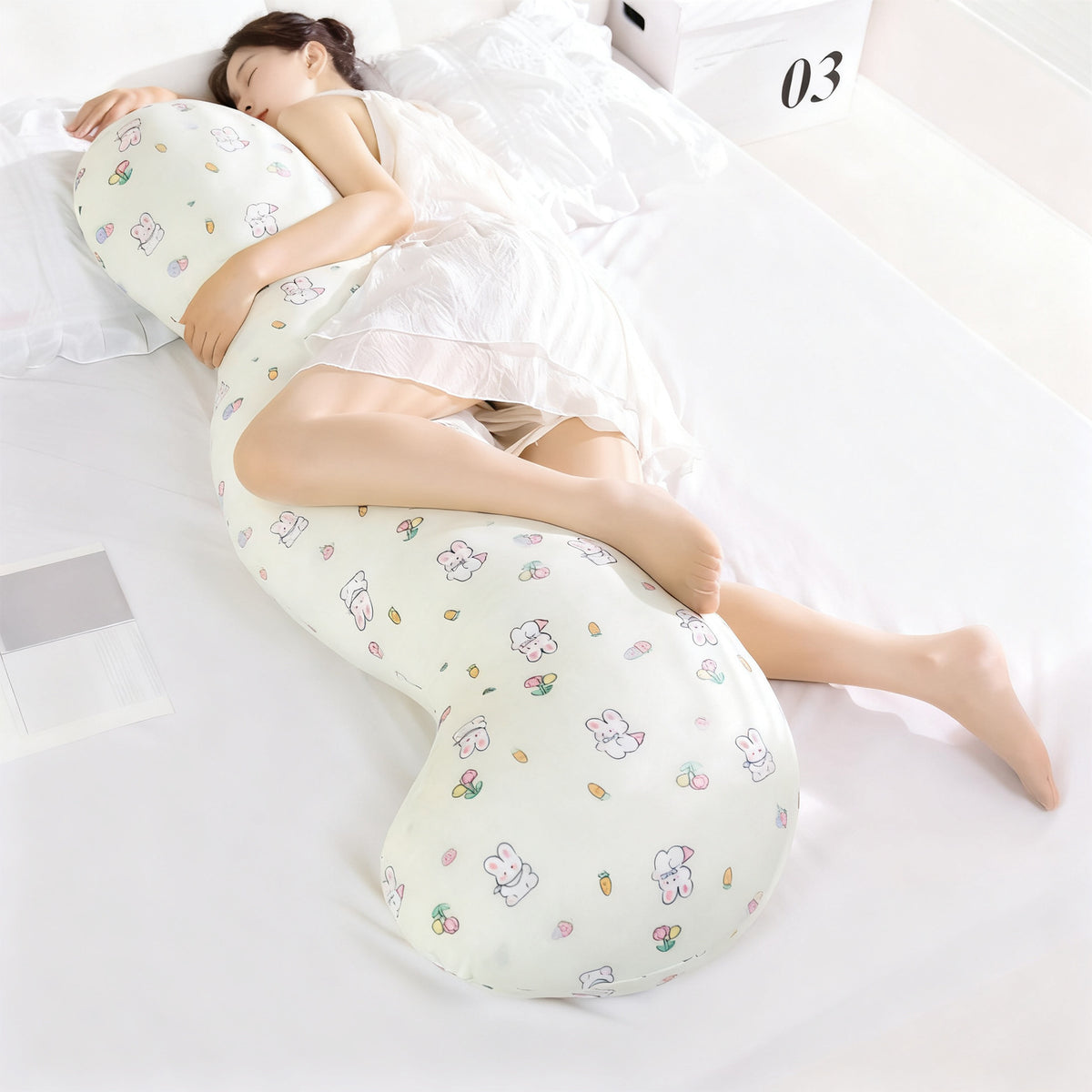 Seitenschläferkissen aus Baumwolle, 115 × 48 cm
