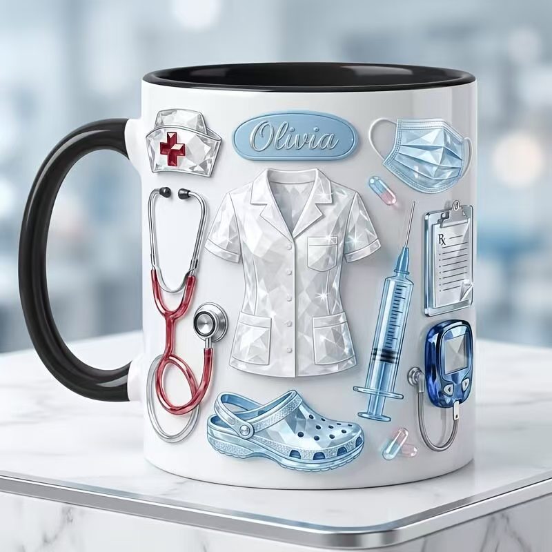 Keramik-Kaffeebecher mit Spruch, 301–400 ml
