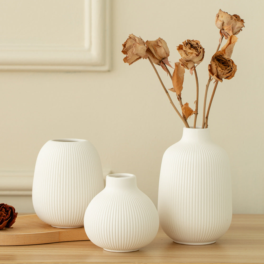 Keramikblumenvase, Landhausstil, Webstruktur