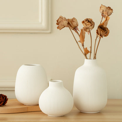Keramikblumenvase, Landhausstil, Webstruktur