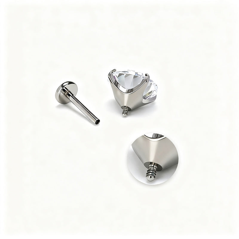 Ohrstecker aus Titanlegierung mit Zirkonia, Schraubverschluss