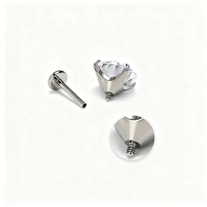 Ohrstecker aus Titanlegierung mit Zirkonia, Schraubverschluss