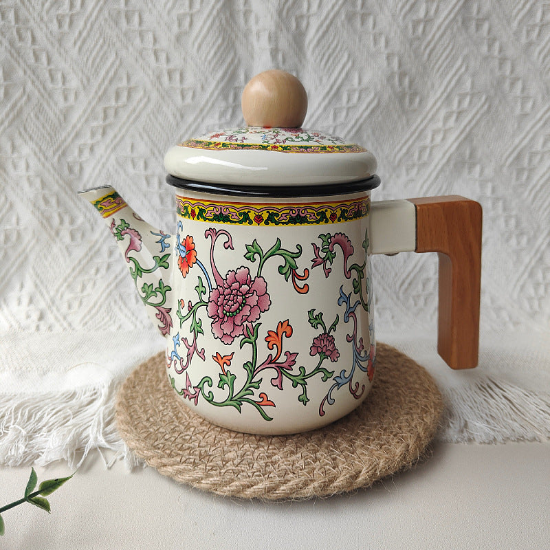 Emaillierte Kaffeekanne mit Schwanenhals, 1,2–1,5 L