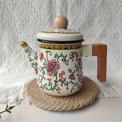 Emaillierte Kaffeekanne mit Schwanenhals, 1,2–1,5 L