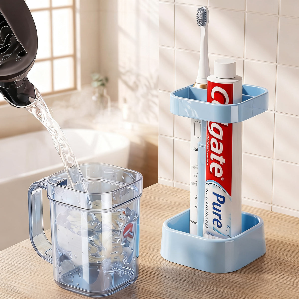 Zahnputzbecher mit verstellbarer Höhe, modernes Design