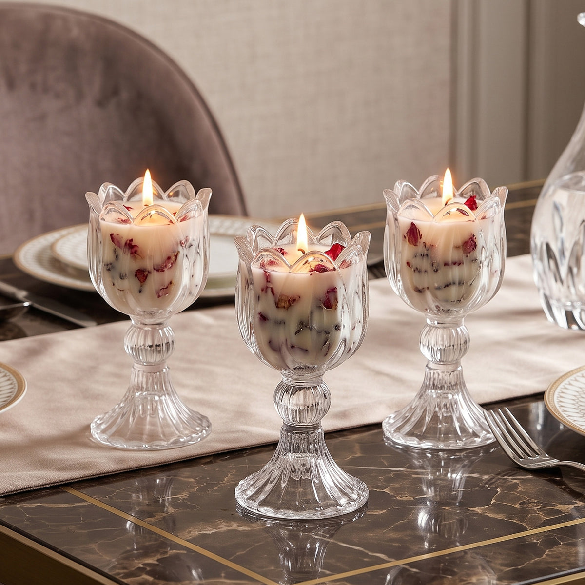 Glas-Kerzenständer Tulpen-Design, nordischer Stil