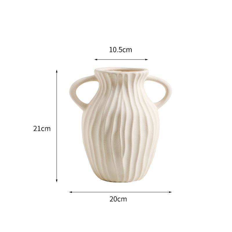 Keramikblumenvase, Landhausstil, Webstruktur