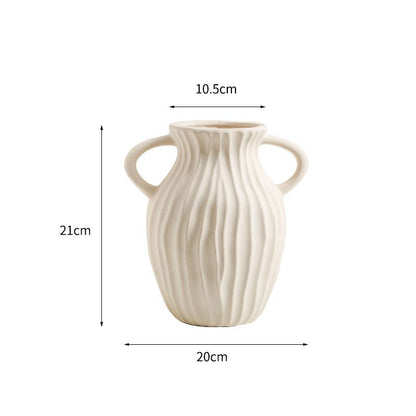 Keramikblumenvase, Landhausstil, Webstruktur