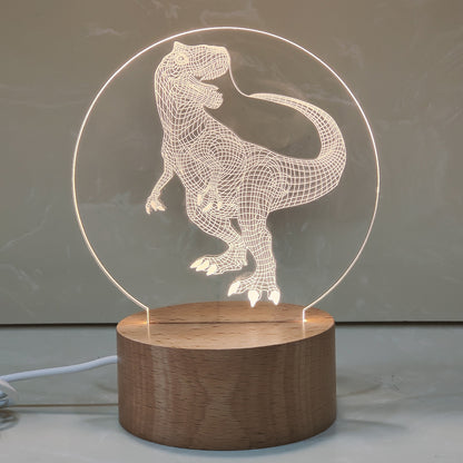 3D-Nachtlicht mit Acrylschirm, Holzsockel