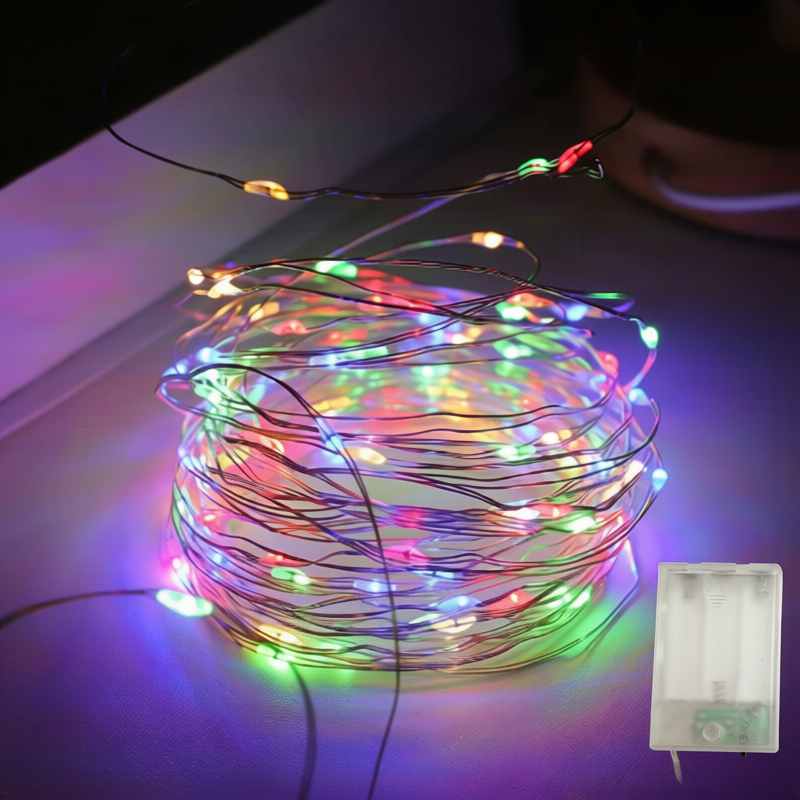 LED-Lichterkette, 10 m, 100 Lichter, USB/Batterie