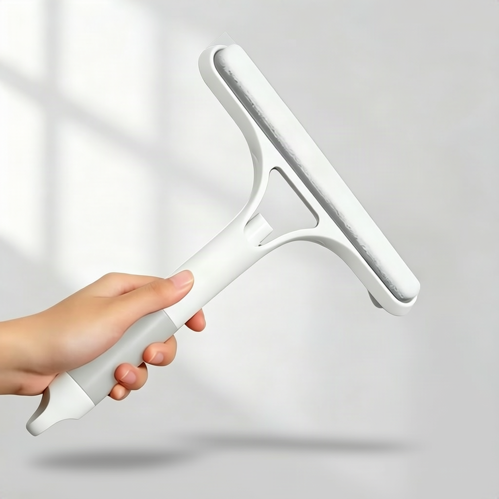 Fensterreiniger mit Sprüher und Abzieher, beidseitig
