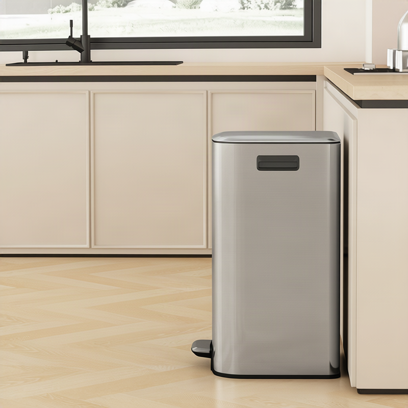 Edelstahl-Wandmülleimer, quadratisch, 8 L
