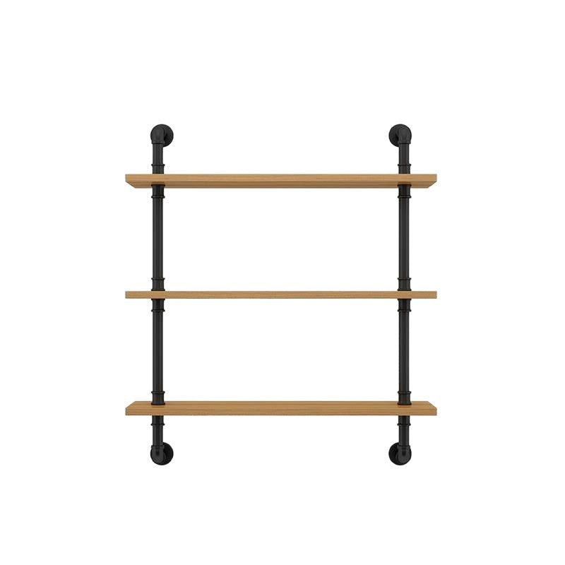 Wandregal aus Holz, 140–240 cm, mit Metallhalterungen