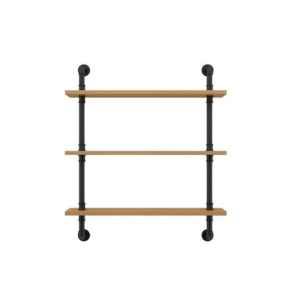 Wandregal aus Holz, 140–240 cm, mit Metallhalterungen