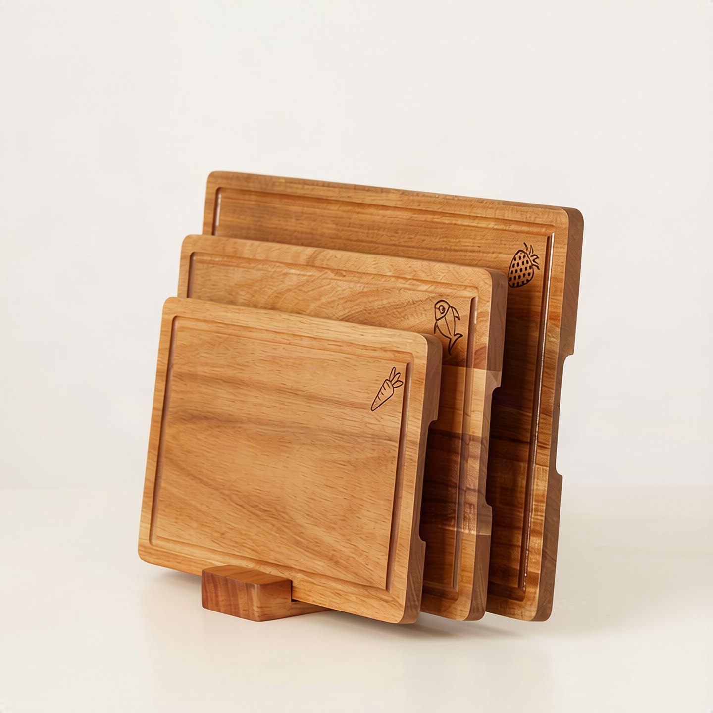 Holz-Schneidebrett, quadratisch, tragbar