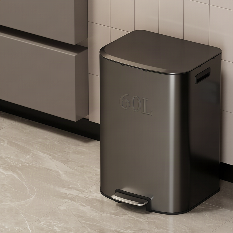 Edelstahl-Wandmülleimer, quadratisch, 8 L