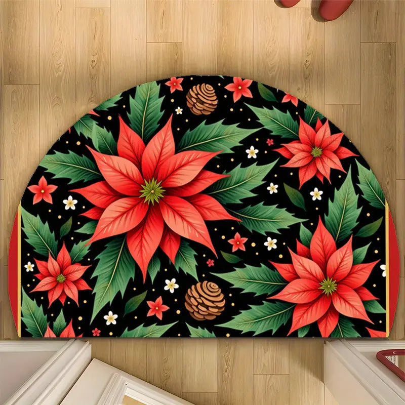 Halbrundes Fußmatte, Kristallvelours, Weihnachtsdesign