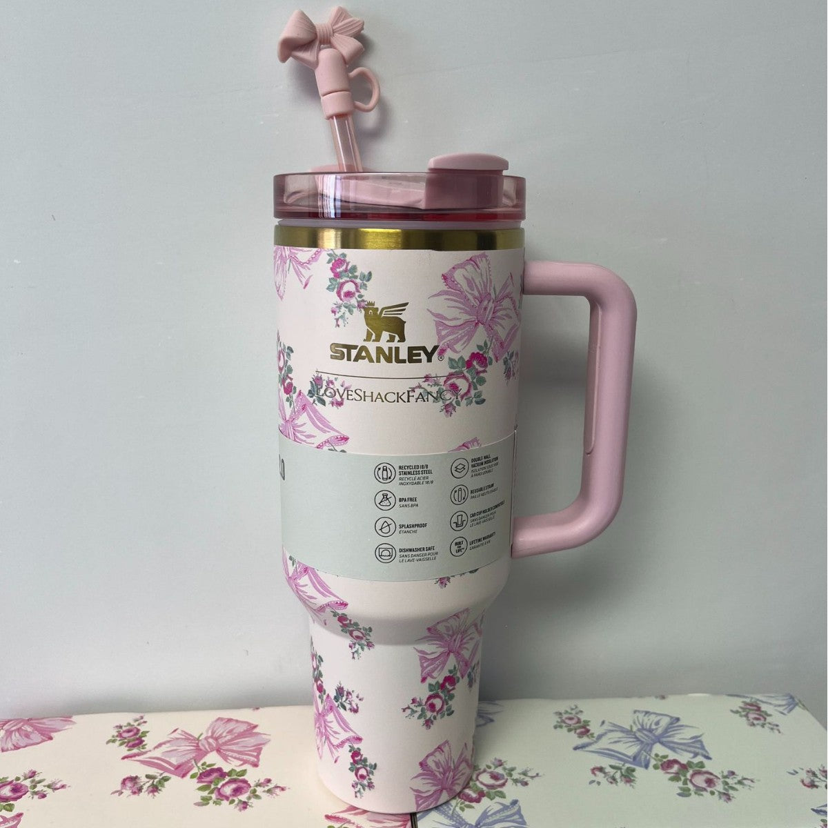 Isolierbecher mit Henkel und Strohhalm, 40oz