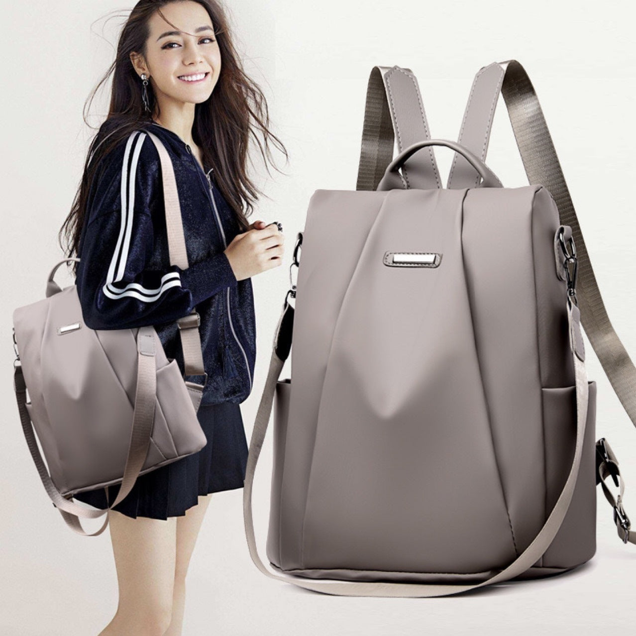 Nylon-Rucksack für Damen, kompakt, Freizeit