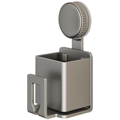 Zahnbürstenhalter mit Saugnapf, Metall, wandmontierbar
