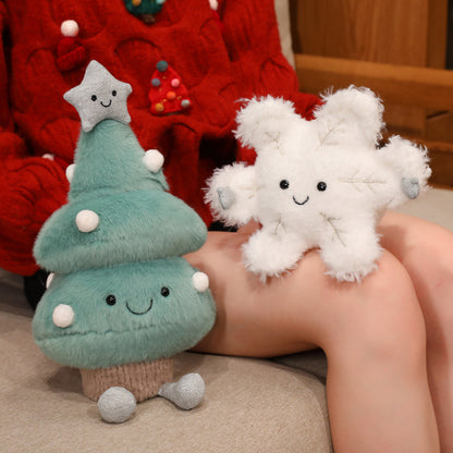 Weihnachtsplüschtiere, Weihnachtsbaum und Schneeflocke