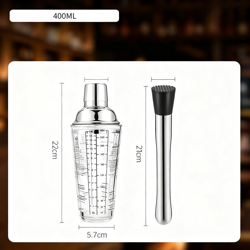 Cocktail-Shaker-Set mit Glas und Zubehör