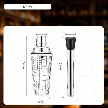 Cocktail-Shaker-Set mit Glas und Zubehör