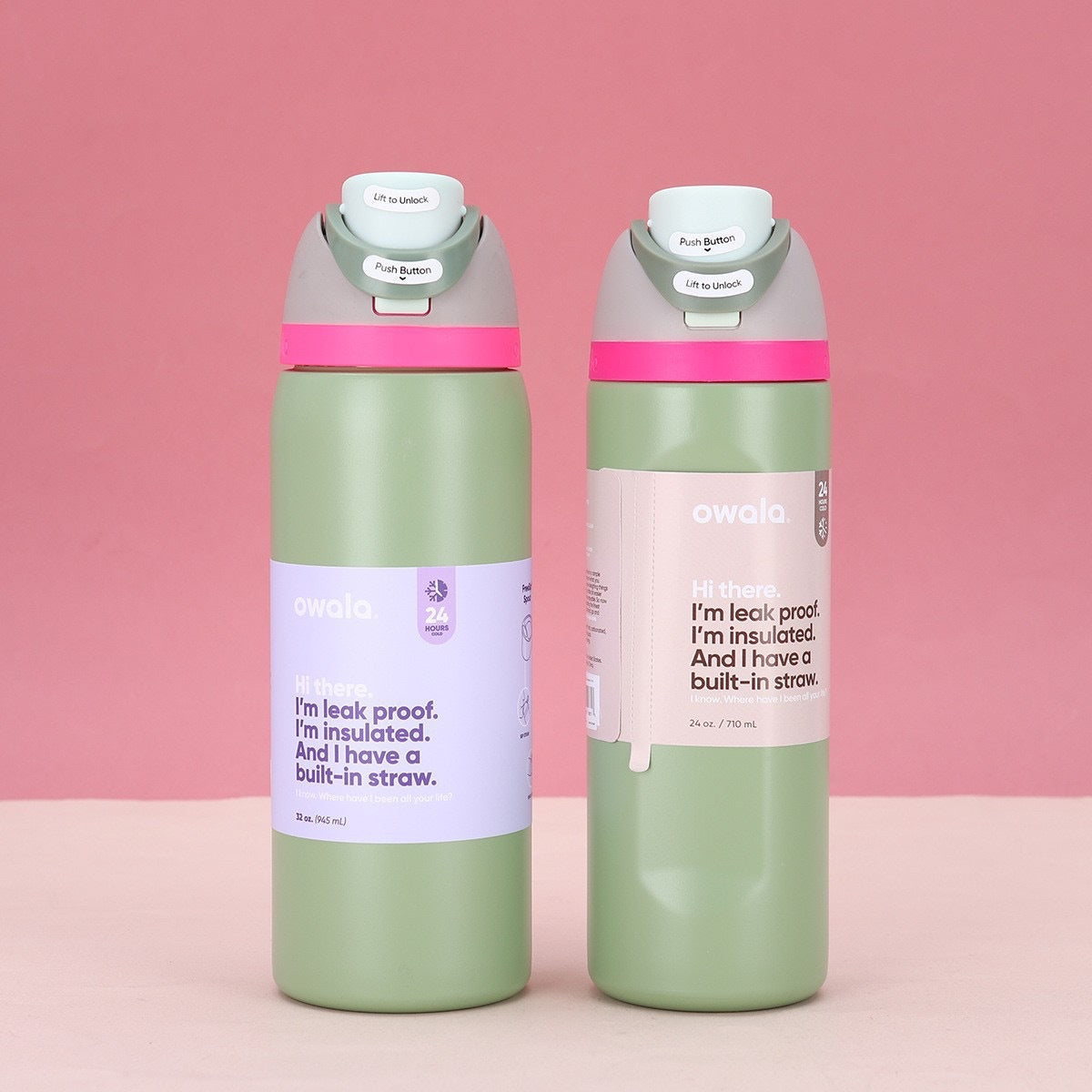 Edelstahl-Trinkflasche, 32 oz, mit Doppeldeckel