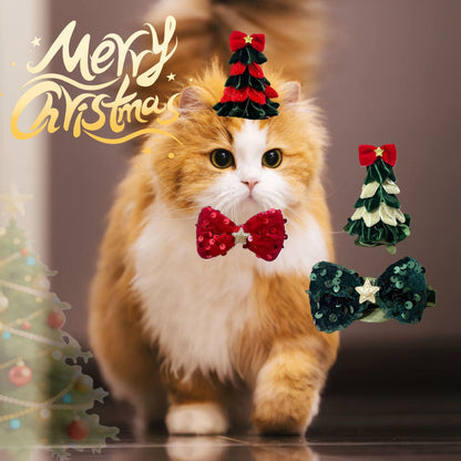 Weihnachts-Accessoires für Haustiere, Hut und Schleife