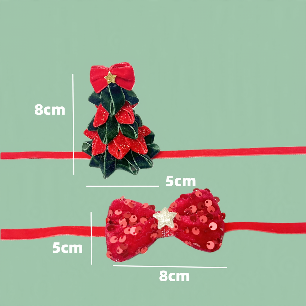 Weihnachts-Accessoires für Haustiere, Hut und Schleife