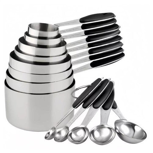 Edelstahl-Messlöffel und Messbecher-Set, 6-teilig