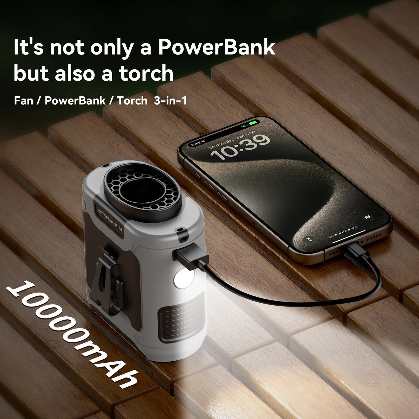 10000mAh Outdoor Tragbarer Taillenlüfter | Brehn