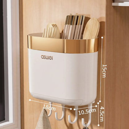 Wandmontierter Stäbchenhalter mit Abtropfgitter