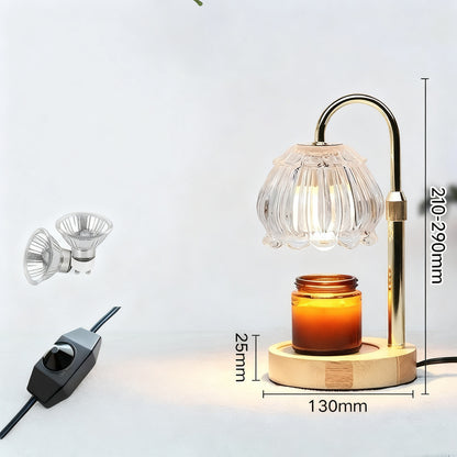 Wachsschmelz-Lampe mit Holzsockel
