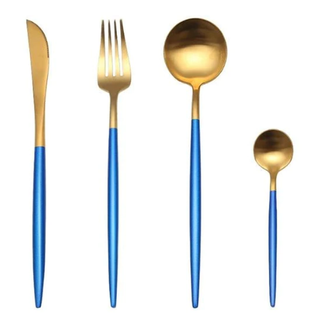 LUXURIÖSES EDELSTAHL-24-TEILIGES GOLD-SILBER-BESTECK-SET