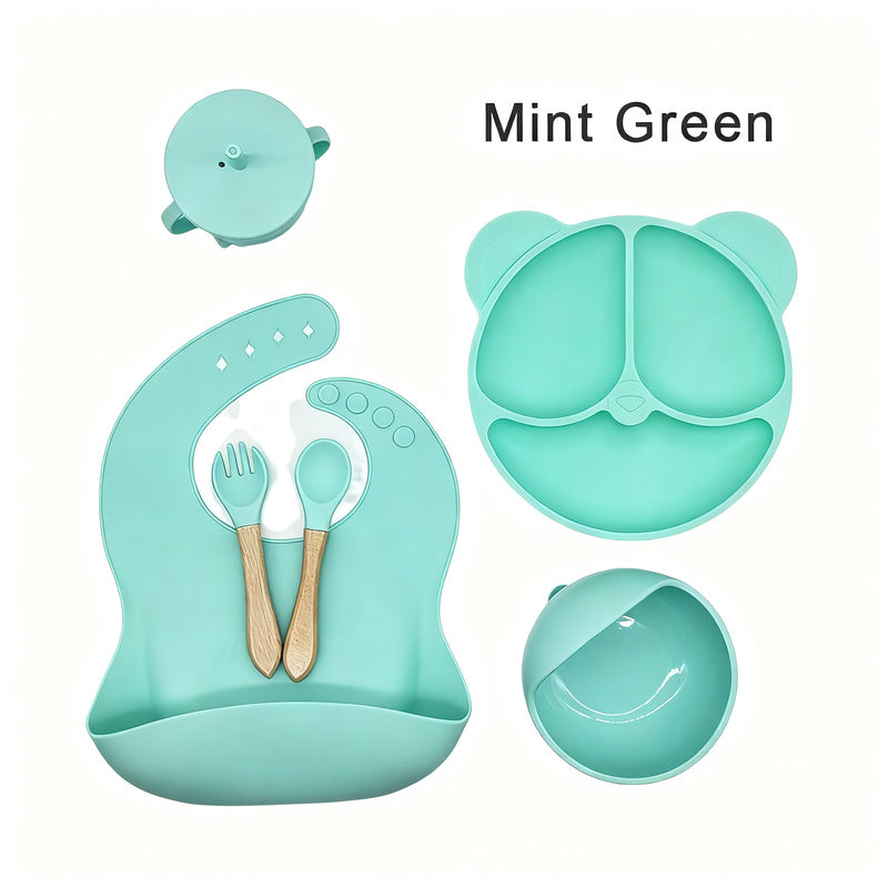 Kindergeschirr-Set aus Silikon, 6-teilig