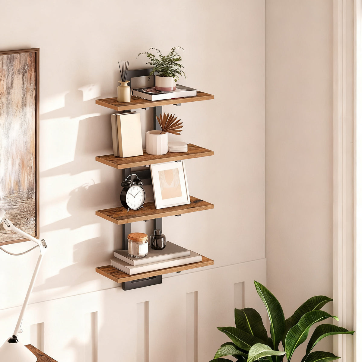 Wandregal aus Stahl, schwebendes Design