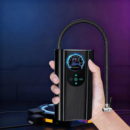Tragbare Luftpumpe für Autoreifen, digital, Doppelzylinder