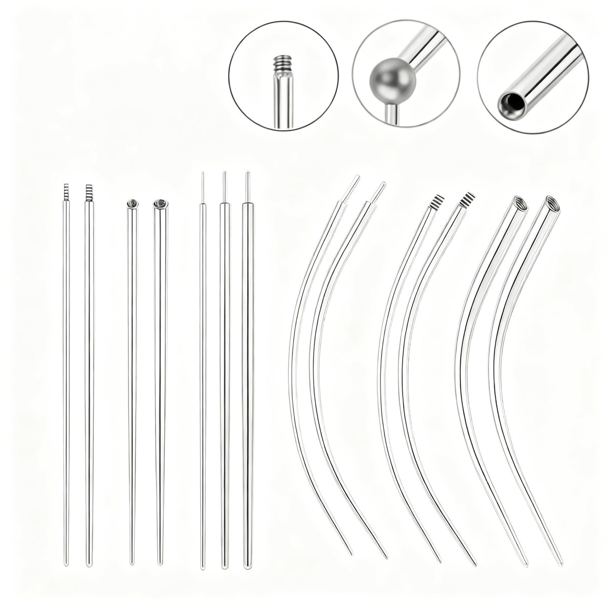 Titan-Piercingstab, flache Basis, Innengewinde