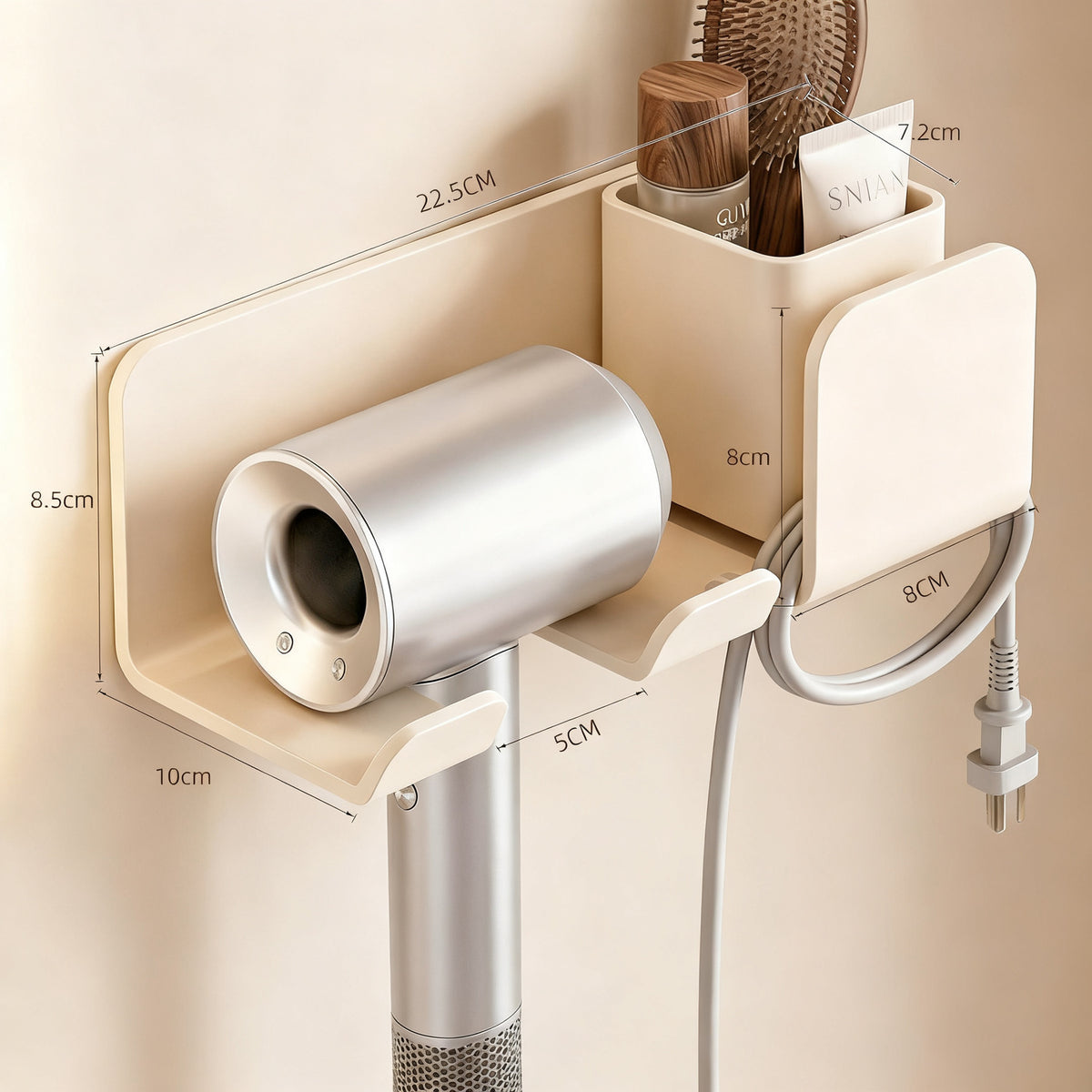 Haartrockner-Halter mit Kabelorganisation