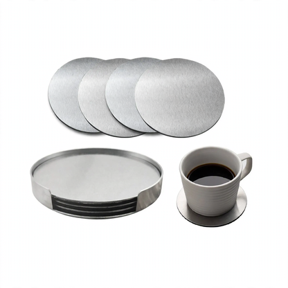 Edelstahl-Untersetzer-Set, 5-teilig, rund