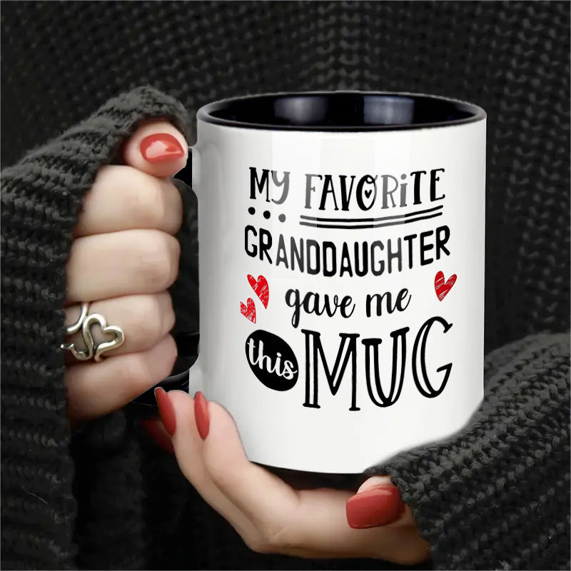 Keramik-Kaffeebecher mit Spruch, 301–400 ml